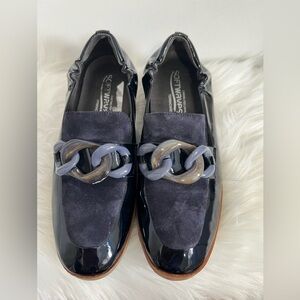 Softwaves Women's Black Loafers with Chain Detail